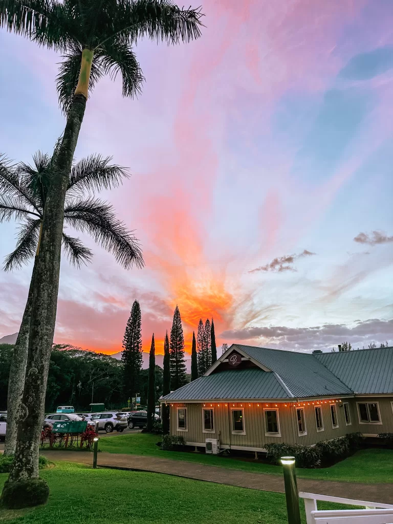 image of princeville center at sunset