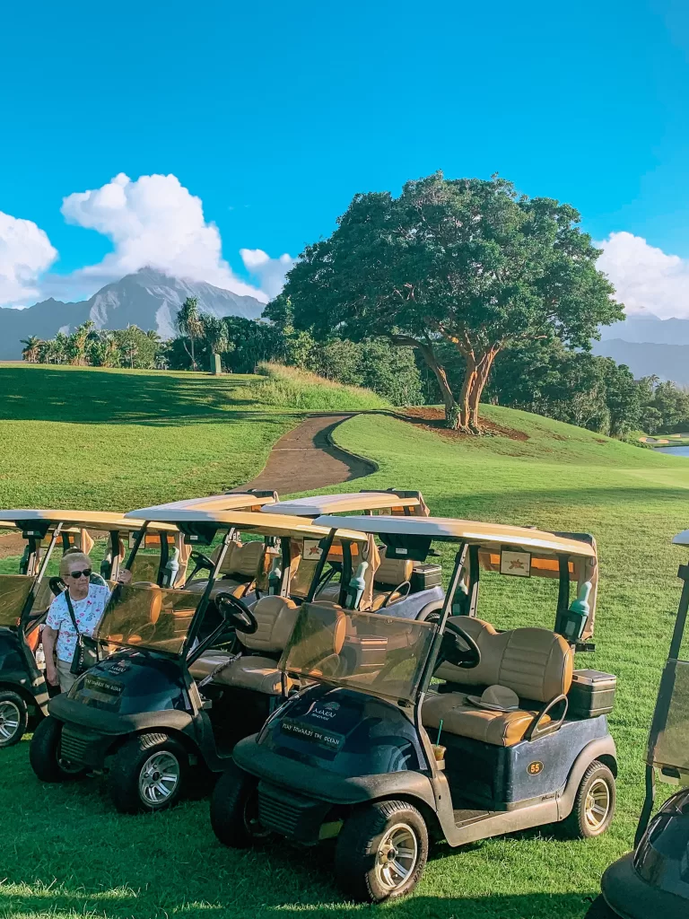 image of sunset golf tour at makai, one of the best things to do in kauai