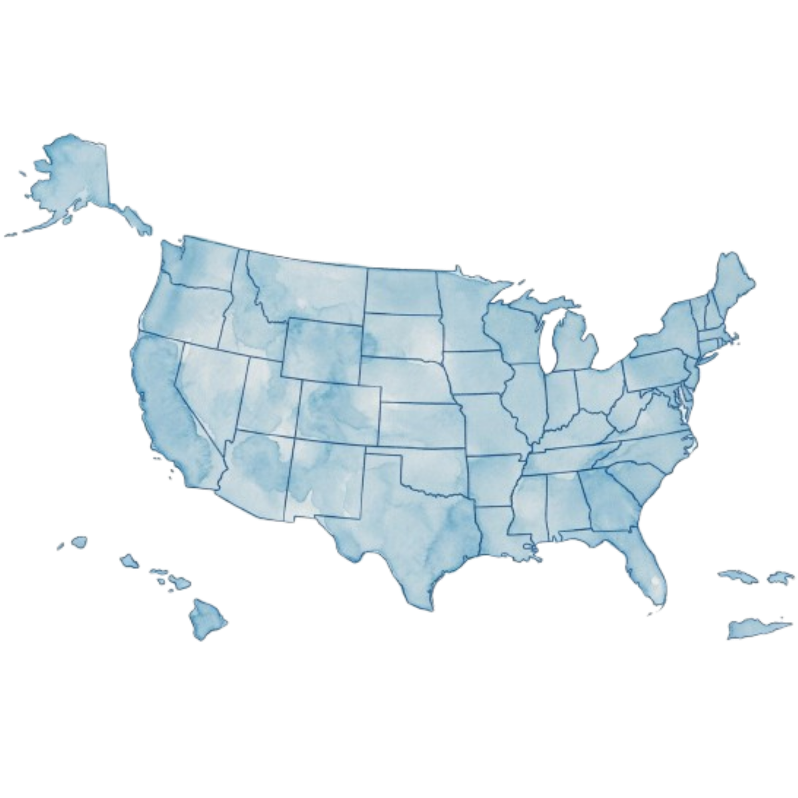 Blue watercolor US Map